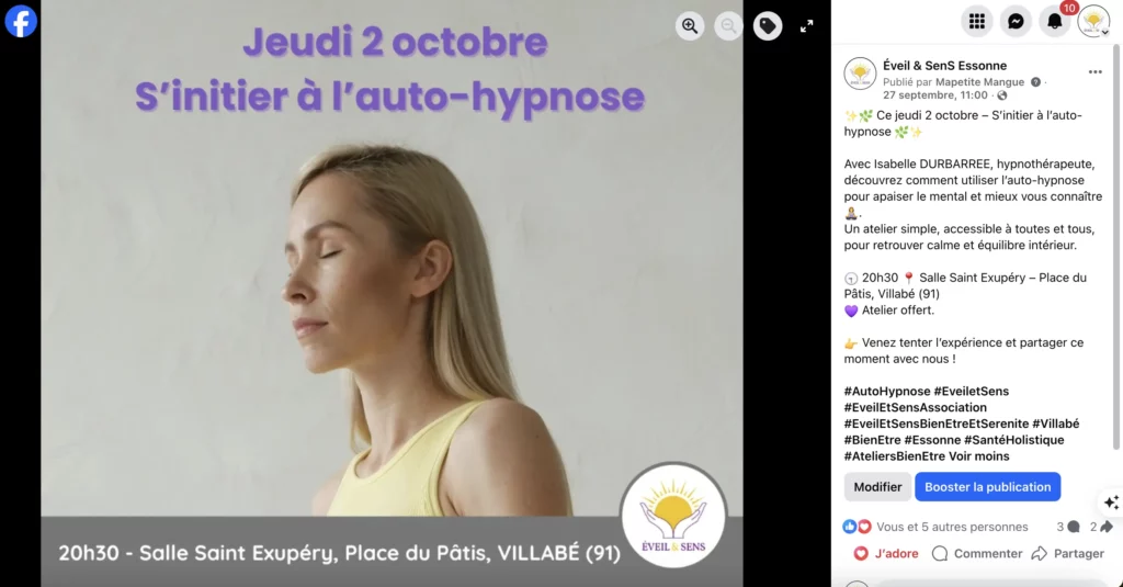 Atelier d’auto-hypnose à Villabé