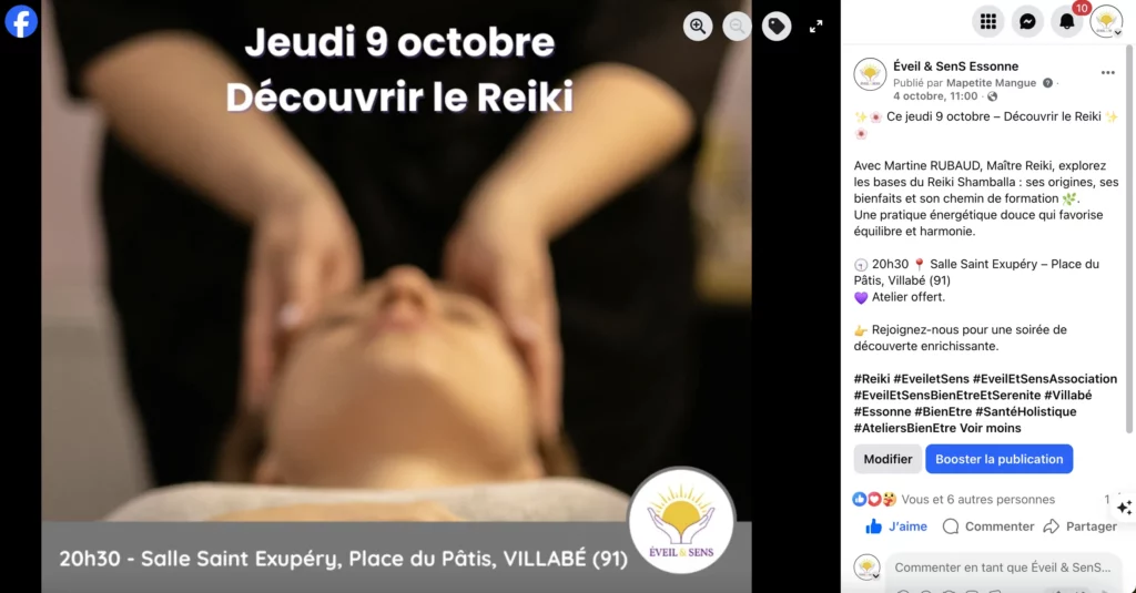 Atelier de découverte du Reiki à Villabé