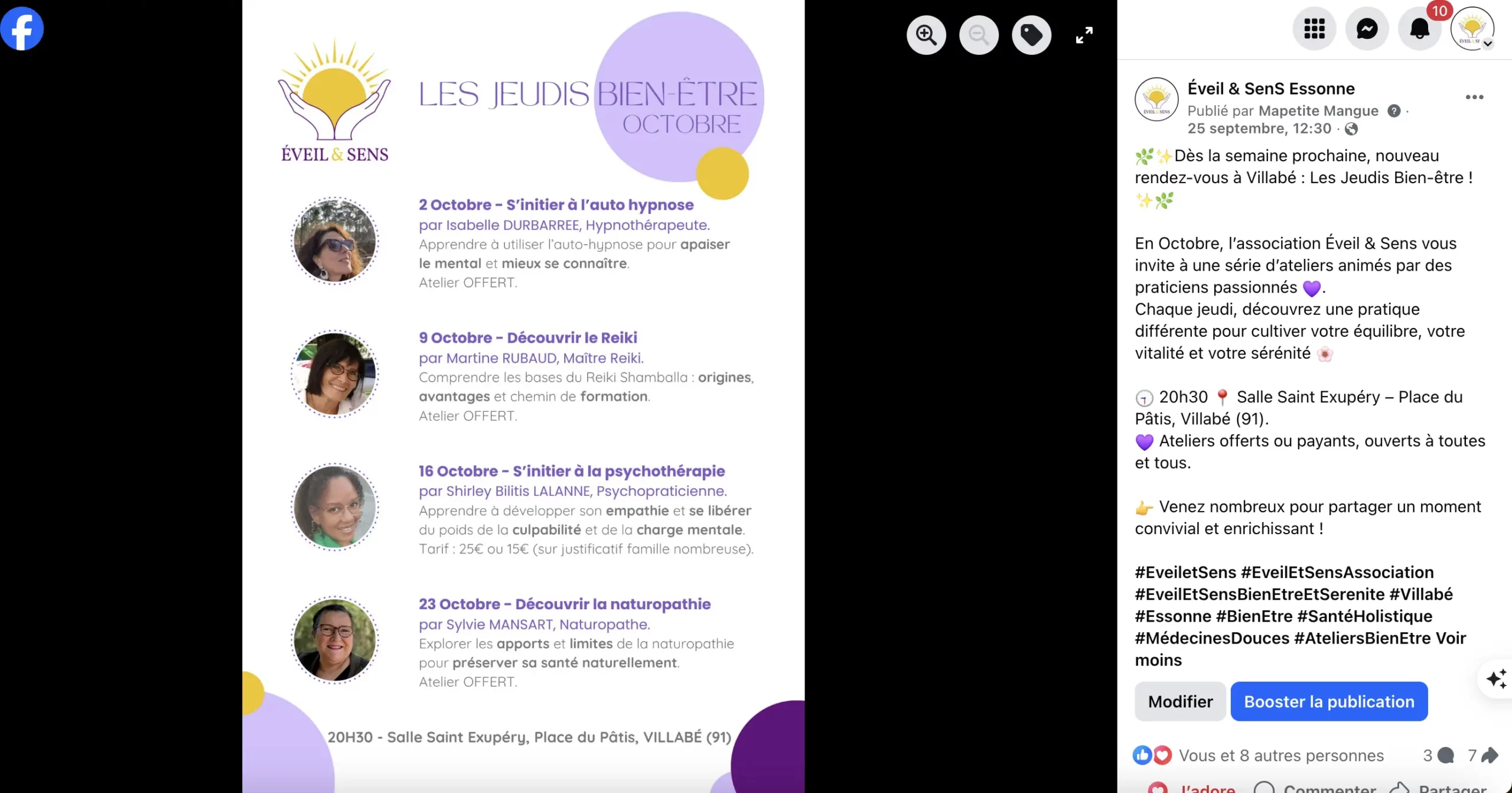 Programme mensuel des ateliers à Villabé