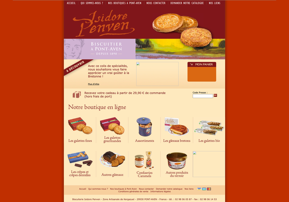 Ancien site e-commerce Isidore Penven, design daté et ergonomie limitée.