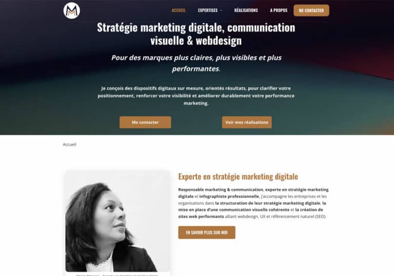 Site vitrine professionnel Mangameviane.com créé sous WordPress Blocksy