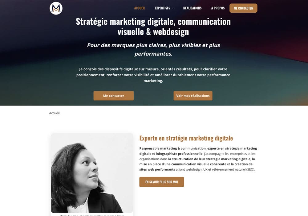 Site vitrine professionnel Mangameviane.com créé sous WordPress Blocksy